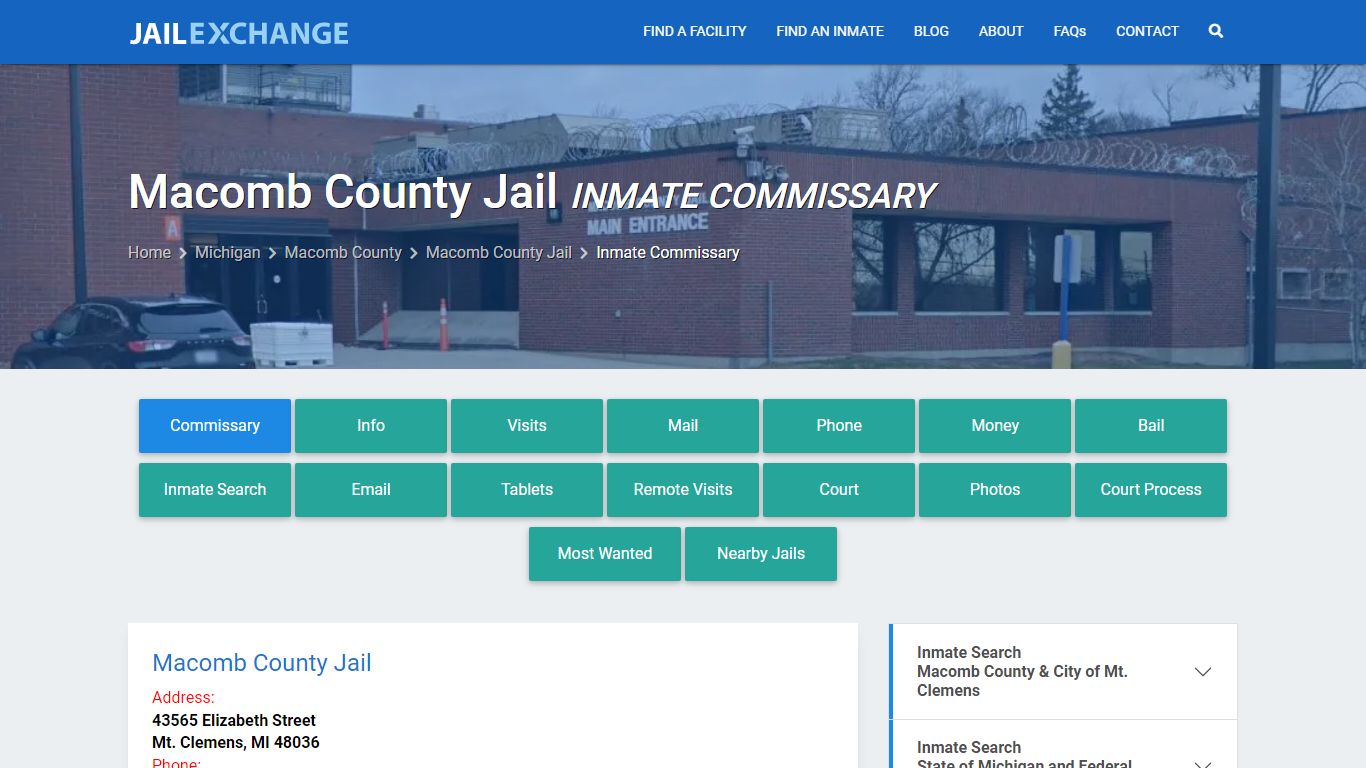 Inmate Commissary, Care Packs - Macomb County Jail, MI